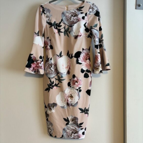 Calvin Klein Floral-Print Sheath Dress size 2 - Picture 4 of 6